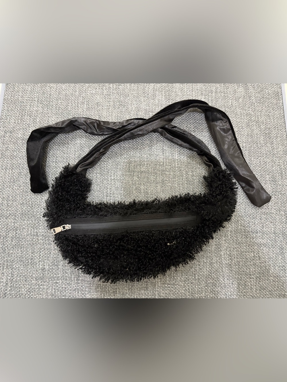 Ruth Marshall After 5 Collection Boutique Black Curly Faux Fur Clutch Handbag
